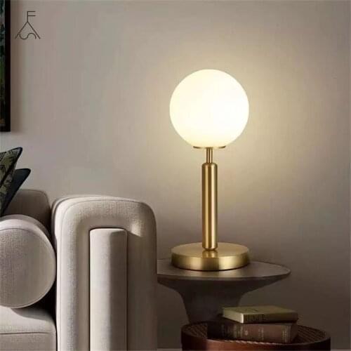 Golden Glass Ball Table Lamp Luxurious Living Room Office Bedroom Bedside Light Night Postmodern Reading Lamp Home Decorative