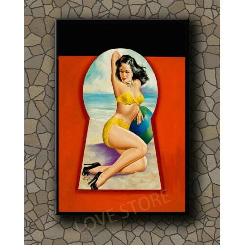 P352 Vintage Beautiful Pin-up Girl Classic Picture 481 Silk Fabric Poster Art Decor Indoor Painting Gift
