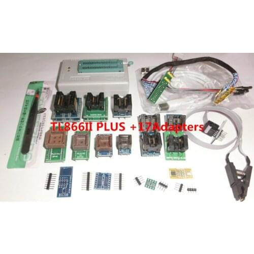 V7.07 TL866II PLUS Programmer 17 adapters eeprom high speed USB programmer SOIC8 SOP8 universal IC clamp