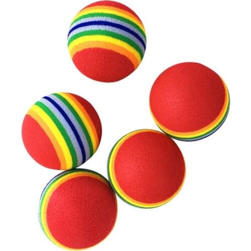 Rainbow Ball Cat Toy Colorful Ball Interactive Pet Kitten Play Chewing Rattle Scratch EVA Ball Training