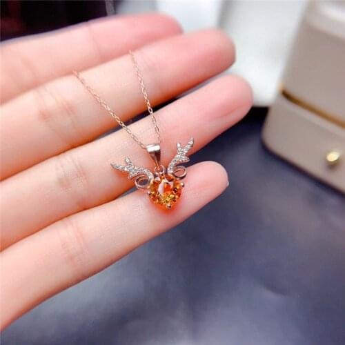 Luxury Champagne Zircon Antler Pendant Necklace Round Yellow Crystal Necklace Vintage Rose Gold Color Chain Necklaces For Women