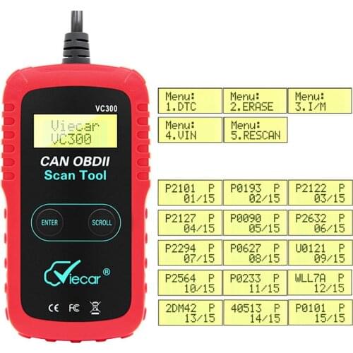 VC300 Car Vehicle OBD2 Code Reader Handheld Car Fault Detector With Screen OBD II Scan Tool Diagnostic Interface Tool
