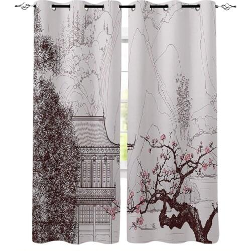 Plum Blossom Trees Flowers House Curtains For Living Room Modern Window Curtains For Bedroom Curtains Drapes Blinds