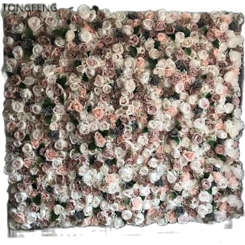TONGFENG PINK 8pcs/Lot Fleurs Artificielles Silk Rose Peony 3D Flower Wall Panel Wedding Party Backdrop Decoration
