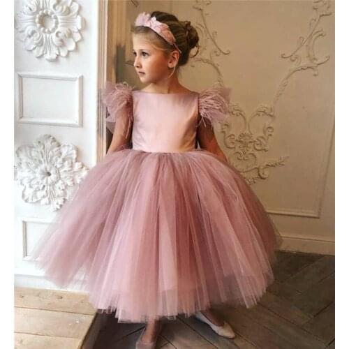 High Quality Customized Girls Dresses for Wedding Puffy Tulle Kids Clothes Children Birthday Pageant Gown Size 2 4 6 8 14
