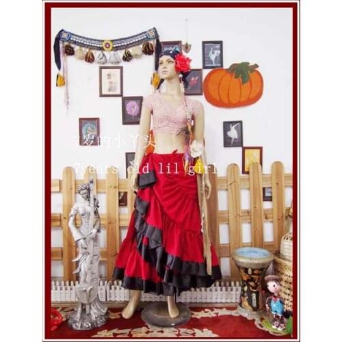 4Tiered 21yards100%Cotton Tribal Belly Dance Skirt With Border EM25