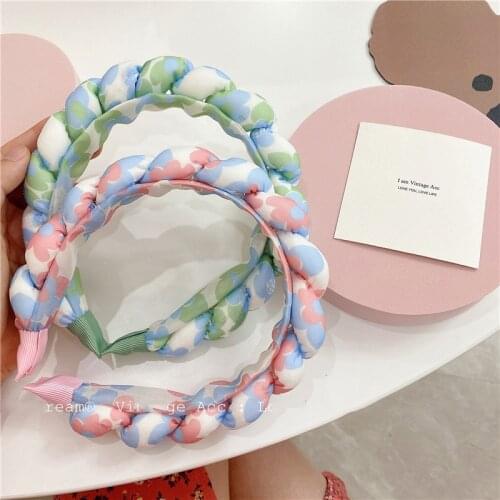 Origin Summer Korean Fashion Flower Geometrical Contrast Color Hair Band for Women Ins Style Multicolor Party Hair Accessories