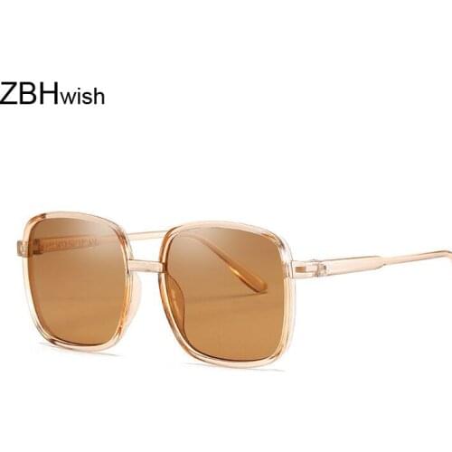Oversized Square Sunglasses Women Luxury Transparent Gradient Sun Glasses Big Frame Vintage Eyewear UV400 Glasses For Lady