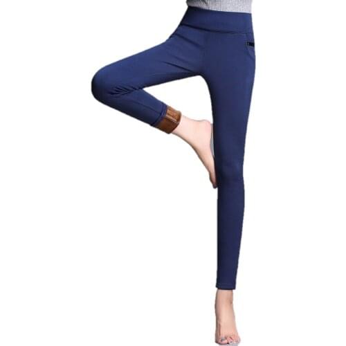 Women thick high waist pants womens push up pants women skinny warm pants ladies full length stretch casual office trousers