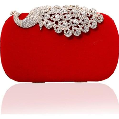 DAIWEI Women Rhinestone Evening Clutch Bag Ladies Red Clutch Purse Chain Handbag Bridal Wedding Party Purse