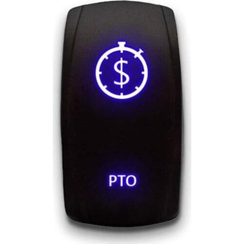 12-24V Car PTO 12V 20A Toggle Rocker Switch Blue LED Light 5Pin ON OFF