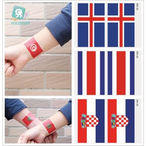 2018 Football Games Flag Tattoo Stickers Face Flag Tattoo Of Iceland, Costa Rica, Tunisia, Morocco Flag Tattoo Sticker