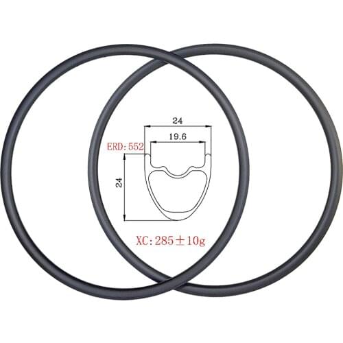 27.5er 24mm X 24mm MTB XC carbon rims Tubeless Hookless UD matte glossy 24 28 32 Holes tapless 27.5in disc brake mountain wheels