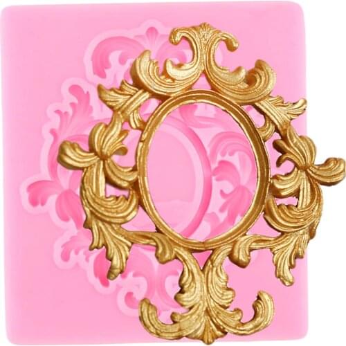 3D Frame Cake Border Silicone Mold Relief Lace Wedding Cupcake Topper Fondant Cake Decorating Tools Candy Clay Chocolate Moulds