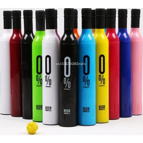 50pcs Wine Bottle Umbrella 3 Folding Sun-rain UV Mini Umbrella For Women Men Rain Gear Umbrella Gifts