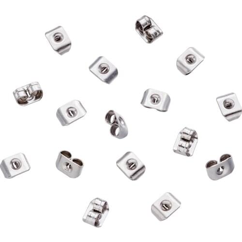 Pandahall 500 PCs 5x3.5x2.5mm 316 Stainless Steel Studs Earnuts Earring Back Stoppers For Jewelry Making DIY Finding Hole: 0.6mm