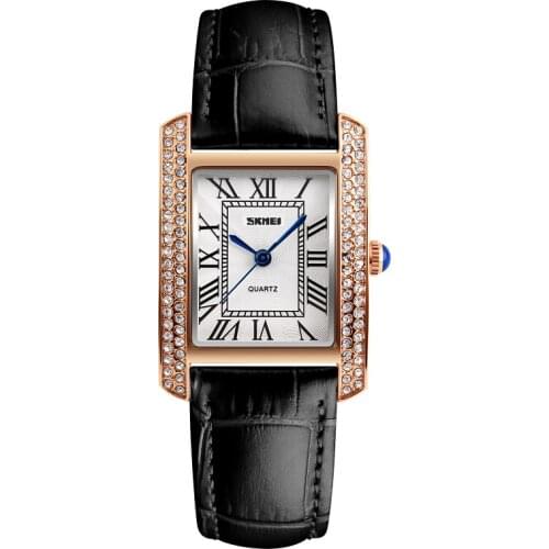 SKMEI Women Luxury Genuine Leather Rectangle Creative Wristwatch Female Bracelet Watch Ladies Quartz Watches Relogio Feminino