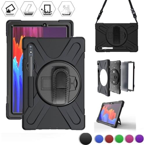 Galaxy tab s7 case Heavy Duty Rugged Shockproof Case 360 Rotating Kickstand/Hand+Neck Strap for Samsung tab s7 SM-T870/T875 11"