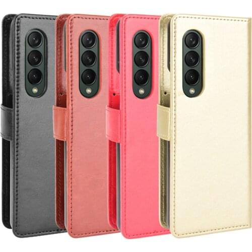 For Samsung Galaxy Z Fold 3 Case Luxury Flip PU Leather Wallet Lanyard Stand Case For Samsung Z Fold 3 Phone Bags