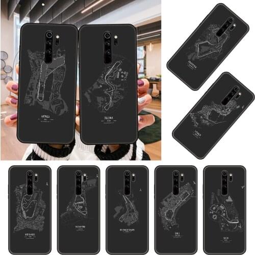 Phone Case For Xiaomi Redmi Note 8 8T 7 7A 9 9A 9S 8A 4 5 6 Pro Black Cover Etui Art Shell Soft Funda Formula 1 Racing Circuit