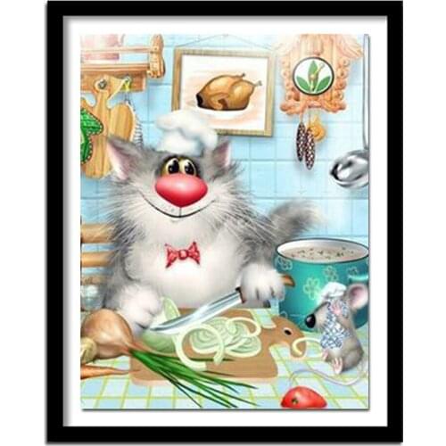 DIY Diamond Painting Cross Stitch Kits Rhinestone Square Crafts Handmade Diamond Embroidery Cartoon cat Wall Decor DF507