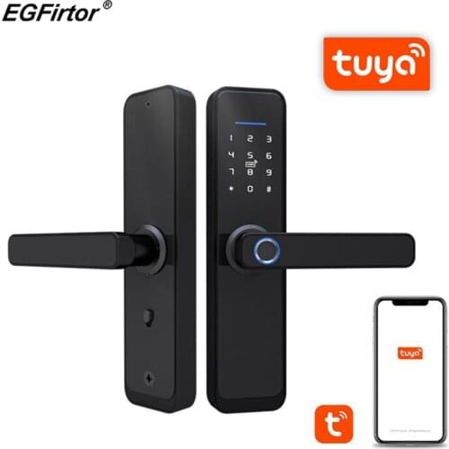WIFI Tuya Smart Door Lock Fingerprint Storage Password IC Card APP Remote Control Electronics Security Alarm Wooden Door Lock