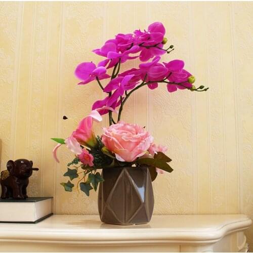 European Ceramic Vase Simulation Flower Phalaenopsis Home Livingroom Figurines Crafts Hotel Coffee Table Furnishing Decoration
