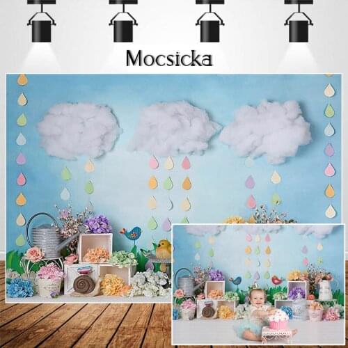 Spring Garden Children Birthday Cake Smash Photography Studio Photo Background Flowers Decorations Backdrops for Photography