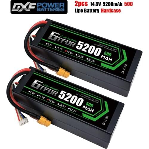 GTFDR Lipo 4S Battery 14.8V 5200mah 50C T Deans XT60 EC5 XT90 XT90-S Hard Case For 1/10 1/8 Buggy Car Airplanes Boats RC Part