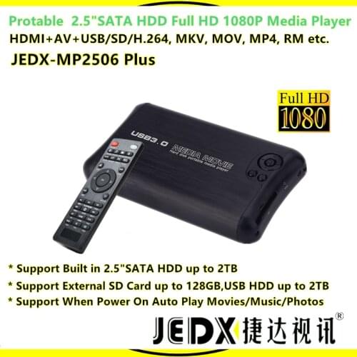 JEDX MP2506 Plus USB3.0 Protable Full HD 1080p 2.5 inch SATA Hard Disk Media Player MKV HDMI AV CX USB OTG SD AVI RMVB RM