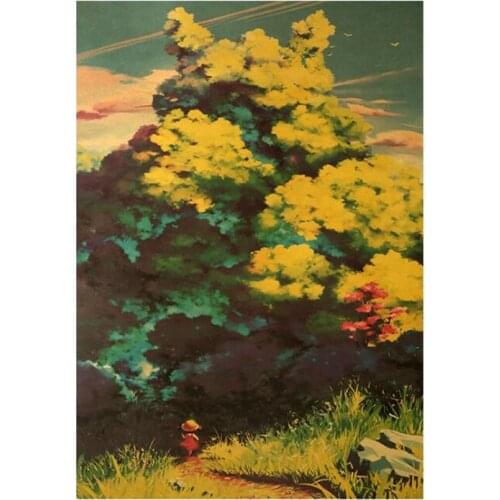 Classic Anime Totoro Vintage Poster Room Decoration Posters Stickers Home Decor Kraft Paper Wall Art Wall Sticker