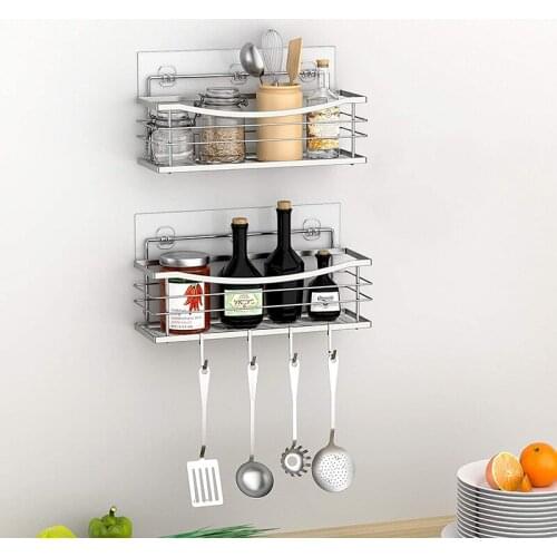 Adhesive Shower Caddy Basket Shelf for Shampoo Conditioner Sponge Razor Soap Dish Kitchen Bathroom Organizer No Drilling M56