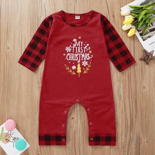 Baby Clothes Set Fashion Newborn Infant Clothing Baby Boys Girls Christmas Letter Print Romper Jumpsuit Outfits Set Autumn