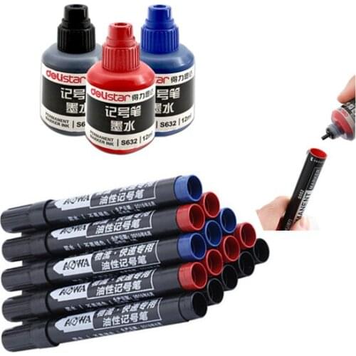 12ml marking pen ink + 3 markers set sample office supplies