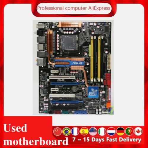 For Asus P5Q Deluxe Desktop Motherboard P45 Socket LGA 775 Q8200 Q8300 DDR2 Original Used Mainboard On Sale