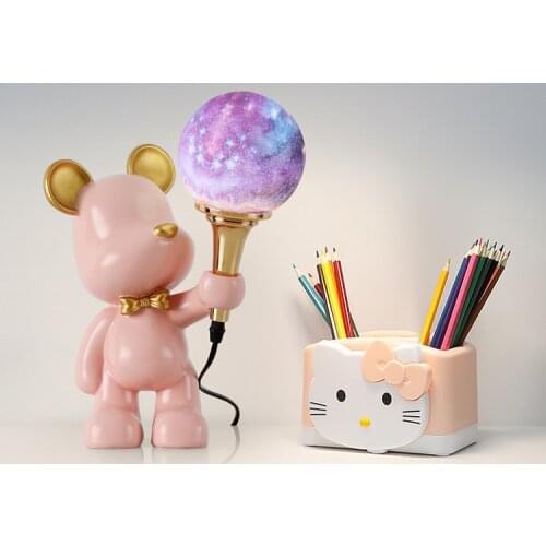 Kawaii Room Decor Big Bear Table Lamp Bedside Bedroom Oranments Novelty Desk Colorful Cute Night Light Child Christmas Gift