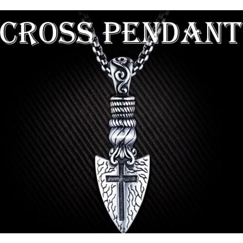 Trendy Jewelry Mens Knights Cross Shield Necklaces Stainless Steel Antique Necklaces
