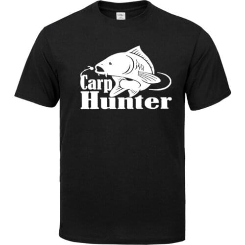 Fishing carp hunter Solid color T Shirt Mens Black And White 100% cotton T-shirts Summer Skateboard Tee Boy Skate Tshirt Tops