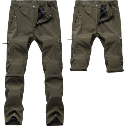 Men Summer Quick-Drying Cargo Pants Mountain Detachable Pants Casual Jogger Breathable Waterproof Detachable Army Trousers Male