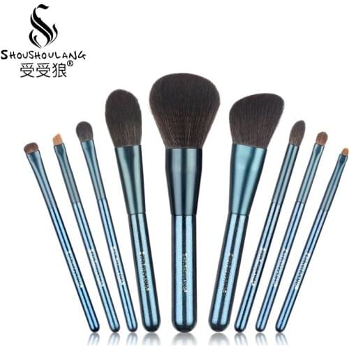 Shoushoulang Professional Handmade Make Up Brush Set Face Powder Eye Shadow Brush Soft Synthetic Goat Hair Makeup Brush Kit