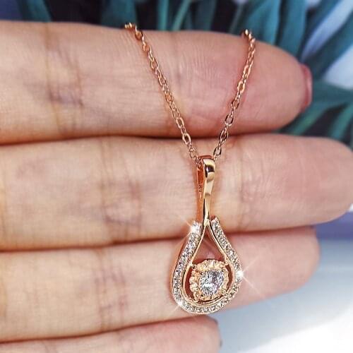 Real Gold Diamond Necklace Pure Natural Diamond Pendant Christmas 18k Rose Gold Jewelry Bijoux Femme Bizuteria Pendants