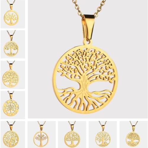 Nextvance Bohemian Tree of Life Round Pendant Necklace 50cm Chain Amulet Necklaces for Female Gift Collier Femme