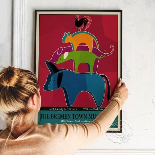 The Bremen Town Musicians Movie Poster, Music Animation Film Wall Art, Movie Cartoon Character Wall Picture,Family Decoration