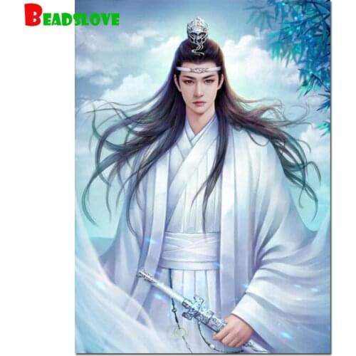 Full Drill Square 5d Diy Diamond Painting Modaozushi Figure Lan Wangji Cross Stitch Kits 3D Diamond Mosaic Embroidery Decor Home