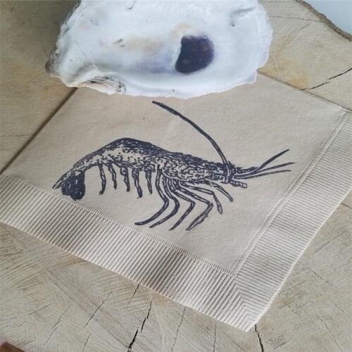 Custom Napkins 25 Vintage Shrimp Cocktail Bar Light Burlap Beach Nautical Micro Wedding Paper Mens Birthday Baby Shower Shrimp