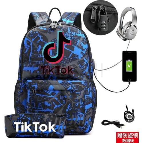 TIK TOK Backpack Teenagers Students School Bags USB Charge Schoolbag Laptop Mochilas For Teenager Boys Girls School Bag