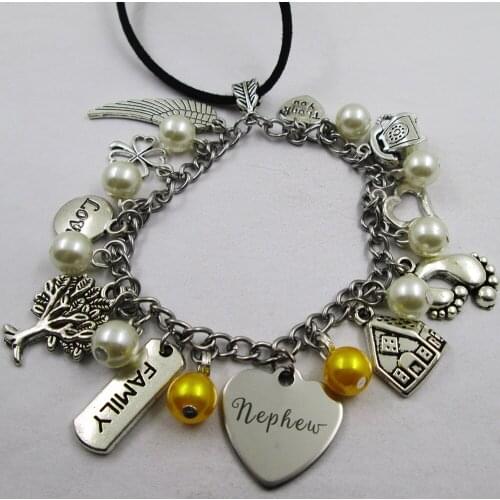 Nephew family theme home love leather stainless steel chain rearview mirror christmas tree decoration Bag ornaments