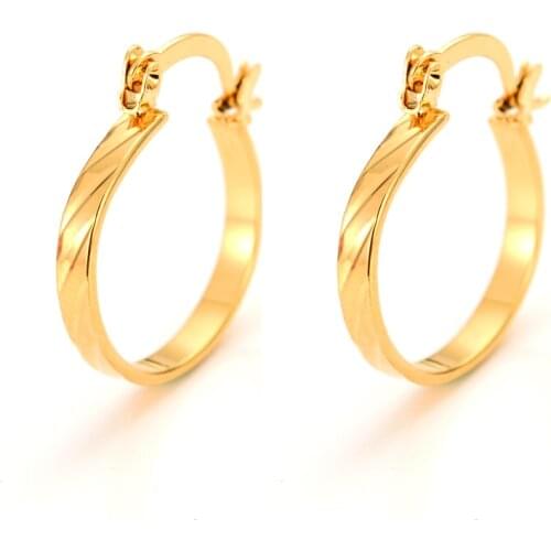 Bangrui Gold Color Copper Hoop Earrings for Women Small Simple Round Circle Middle Ear Rings Accessories