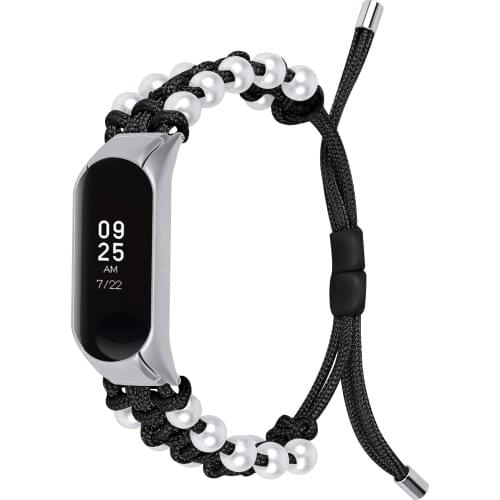 For Xiaomi Mi Band 6 5 4 3 NFC Smart Bracelet Replacement Wristband Braid Rope Pearl Women Bracelet Strap Watchband Mi Band 5/6