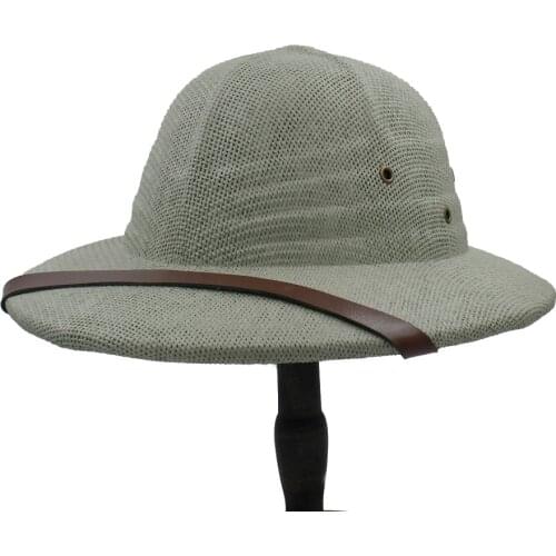100% Straw Helmet Pith Bucket Hats For Women Men Fedora Vietnam War Army Sun Hat Dad Boater Hats Safari Jungle Miners Cap